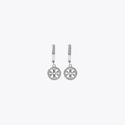 Tory Burch Miller Pavé Hoop Earrings In Metallic