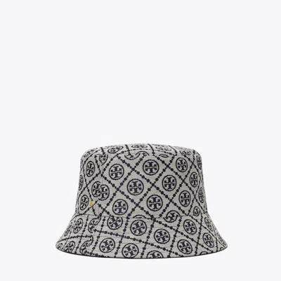 Tory Burch Short-brim T Monogram Bucket Hat In Blue