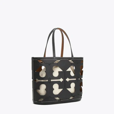 Tory Burch Cutout Logo Small Tote In Black