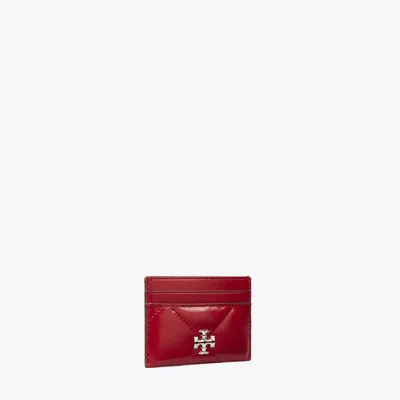 Tory Burch Kira Diamond Quilted Leather Card Case In Red