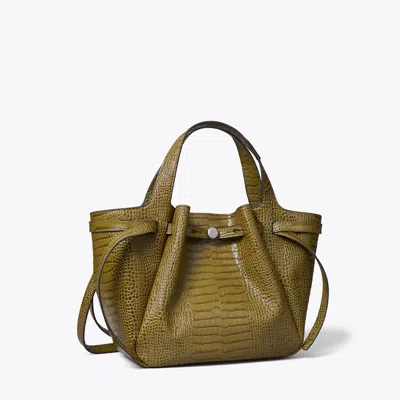 Tory Burch Small Romy Croc-embossed Tote In Green