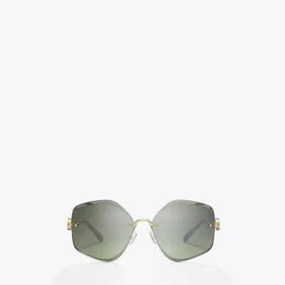 Tory Burch Miller Metal Geometric Sunglasses In Brown