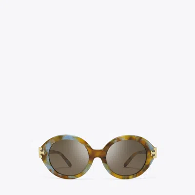 Tory Burch Eleanor Oval Sunglasses In Brown