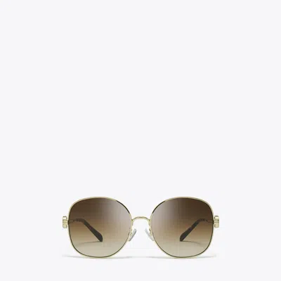 Tory Burch Miller Metal Round Sunglasses In Brown