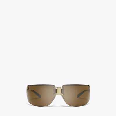 Tory Burch Shield Runway Sunglasses In Brown