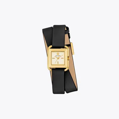 Tory Burch Small Kira Double Wrap Watch In Black