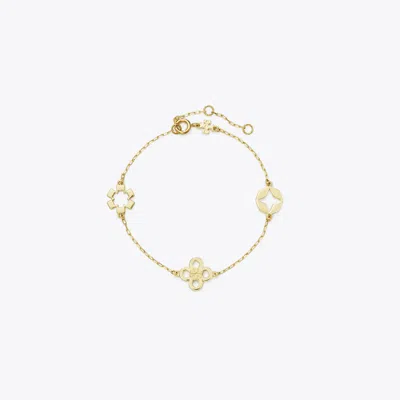 Tory Burch Kira Clover Bracelet In Tory Gold