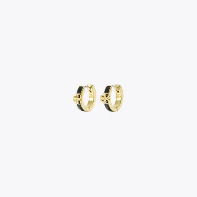 Tory Burch Kira Enamel Huggie Earrings In Gold