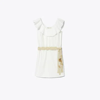 Tory Burch Cotton Flounce Dress In Neutral
