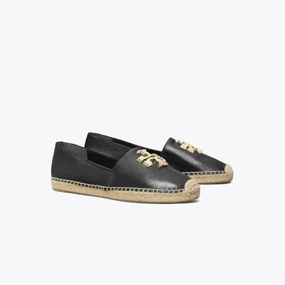 Tory Burch Black Leather Espadrillas In Multi