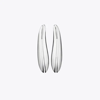 Tory Burch Elongated Wave Clip-on Earrings In Silver