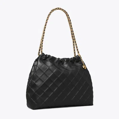 Tory Burch Fleming Soft Hobo Bag In Black