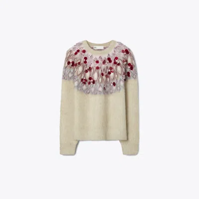 Tory Burch Embellished Wool Sweater In Multi