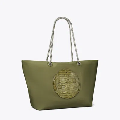 Tory Burch Ella Croc Chain Tote In Green