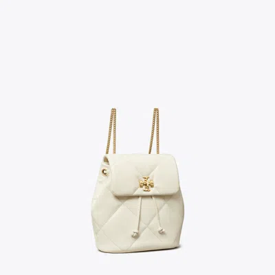Tory Burch Small Kira Diamond Quilted Leather Backpack In White
