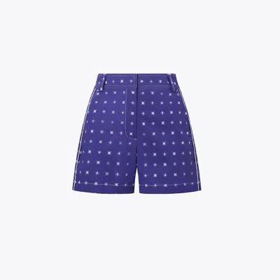 Tory Burch Twill Camp Short In Blue