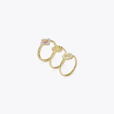 Tory Burch Kira Clover Stacking Ring Set