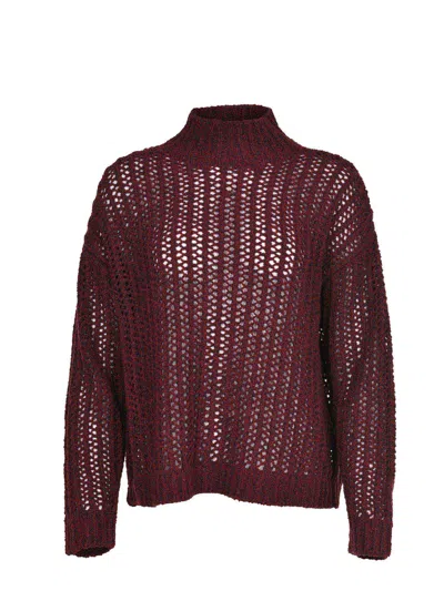 Max Mara Quaglia Openwork Jumper In Burgundy