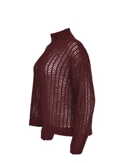 Max Mara Quaglia Openwork Jumper In Burgundy