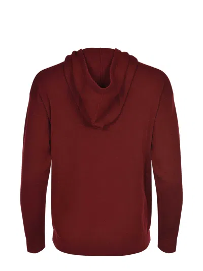 Max Mara Hooded Virgin Wool Long Sleeve Sweatshirt In Red