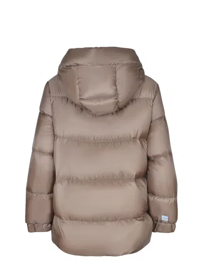 Max Mara The Cube Drop-resistant Canvas Down Jacket In Neutral