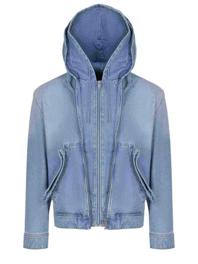 Axel Arigato Hooded Denim Jacket In Blue