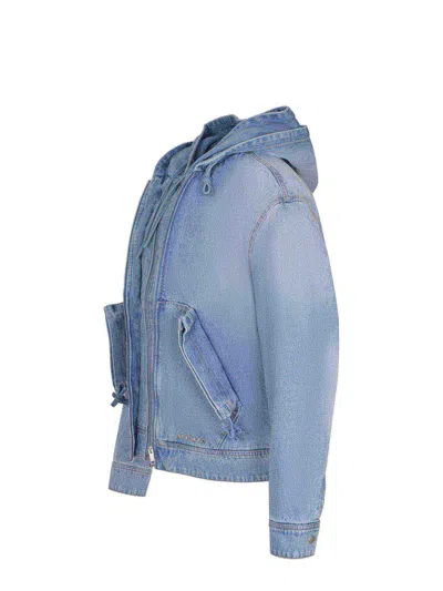 Axel Arigato Hooded Denim Jacket In Blue