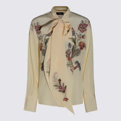 Etro Silk Blouse With Placed Print In White