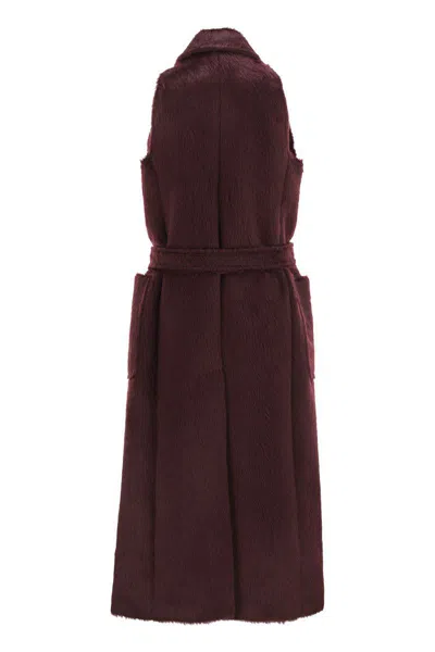 Max Mara Cherry-colored Sleeveless Coat In And In Brown