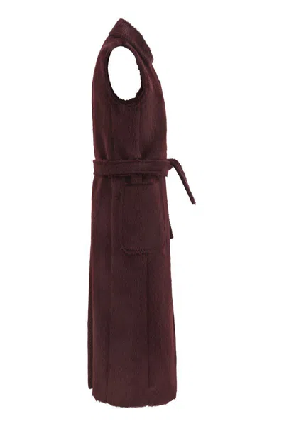 Max Mara Cherry-colored Sleeveless Coat In And In Brown