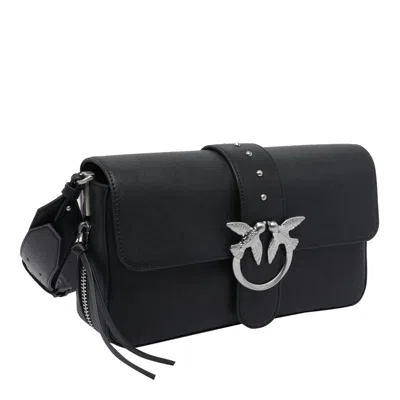 Pinko Love One Classic Leather Shoulder Bag In Black