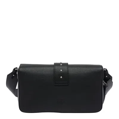 Pinko Love One Classic Leather Shoulder Bag In Black