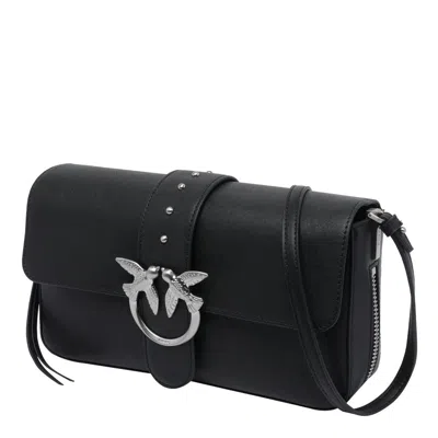 Pinko Love One Classic Leather Shoulder Bag In Black