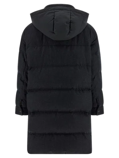 Brunello Cucinelli Shiny Zipper Pull Puffer Jackets Gray In Blue