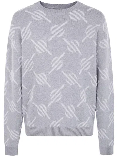 Daily Paper Tevin Monogram Grey Sweater In Blue