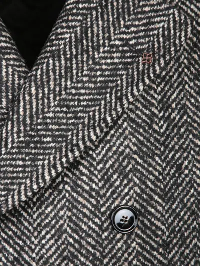Tagliatore Cappotto Sfoderato 2 Petti Bruce Lungo Resca Tweed Nero 40 Cot 20 Lana 19 Polies 12 Af 5 Seta 4 Alpa In Gray
