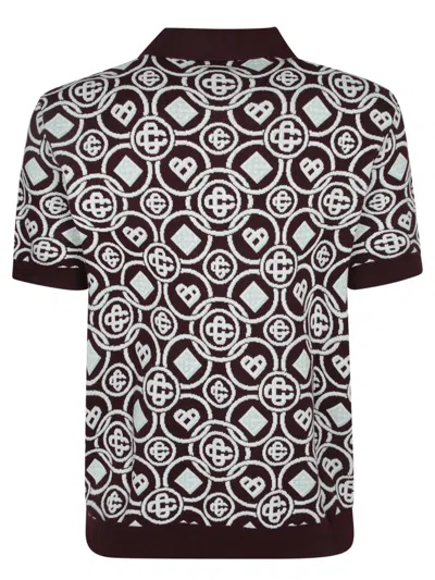 Casablanca Mens Aubergine Embroidered-logo Monogram Cotton Polo Shirt In Multi