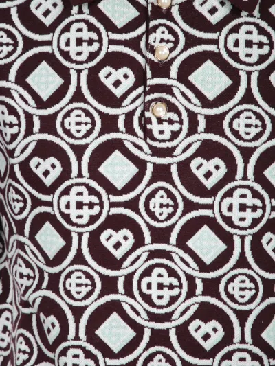 Casablanca Mens Aubergine Embroidered-logo Monogram Cotton Polo Shirt In Multi