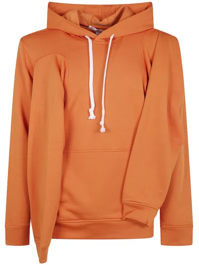 Comme Des Garçons Hooded Knit Sweatshirt Drawstring Detail In Orange