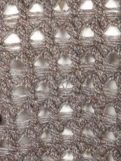 Herno Open-knit Alpaca Blend Sweater With Metallic Sheen In Gray