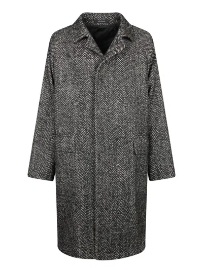 Tagliatore Half-lined Melange Fabric Coat With Flap Pockets In Gray