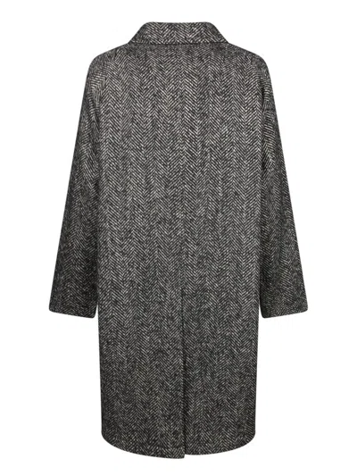 Tagliatore Half-lined Melange Fabric Coat With Flap Pockets In Gray
