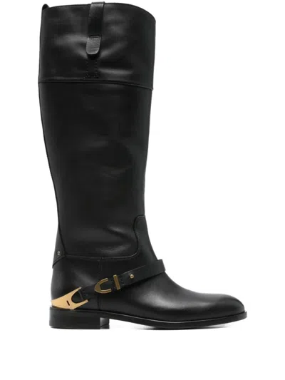 Golden Goose Charlie Leather Knee-high Boots In Black