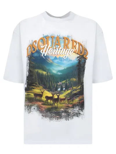 Dsquared2 Men Loose Fit Cotton T-shirt In White