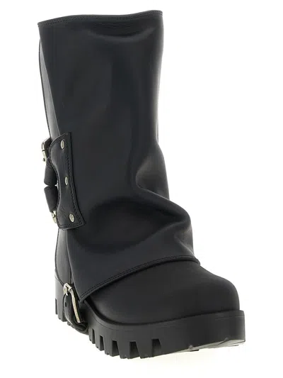 Dolce & Gabbana Dolce&gabbana Women Ankle Boot In Rubber And Leather In Black