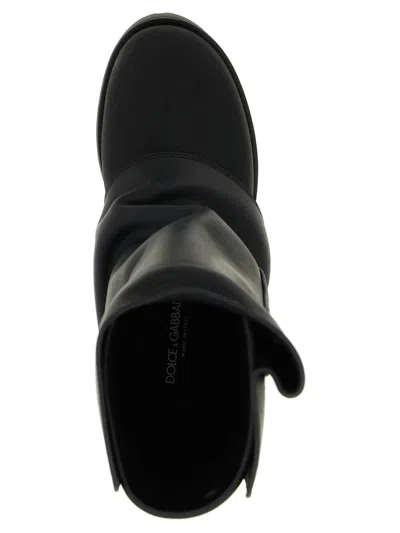 Dolce & Gabbana Dolce&gabbana Women Ankle Boot In Rubber And Leather In Black