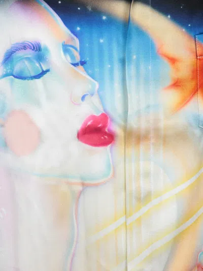 Casablanca Mens Galactic Connection Cuban-collar Graphic-pattern Silk Shirt In Multi