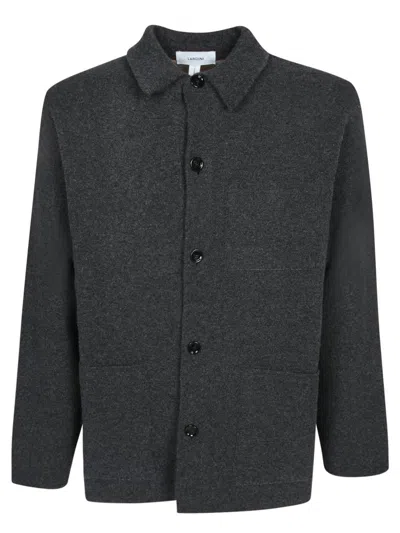 Lardini Buttoned Patch-pocket Cardigan In Gray
