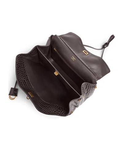 Balenciaga Rodeo Handbag In Crocodile-embossed Leather In Brown