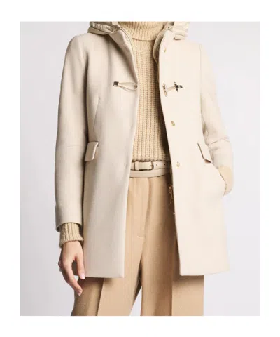 Fay Ivory Short Coat With Tailored Silhouette And Minimalist Design In Neutral